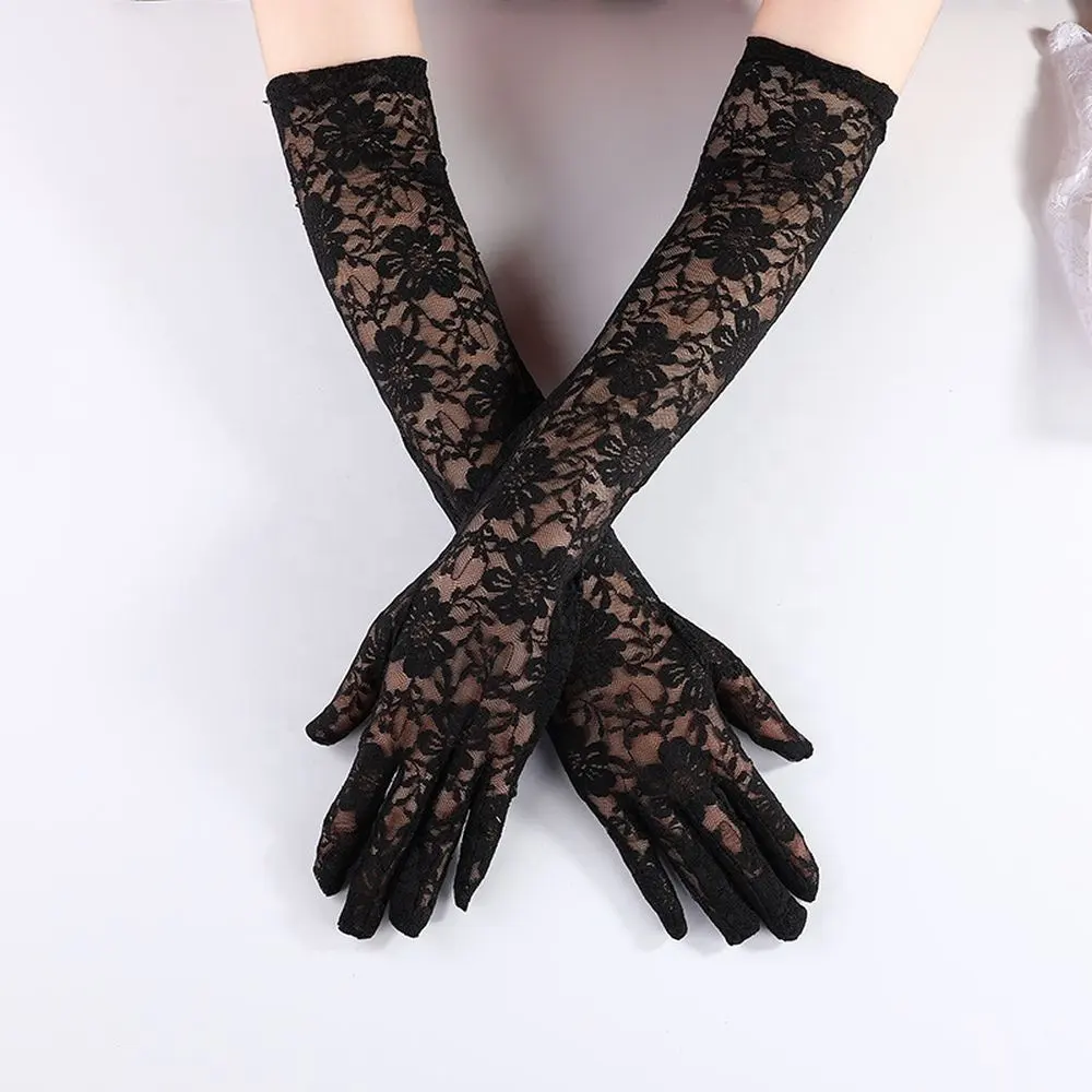 Dynamics Fashion Lace Flower Guantes largos para mujer fiesta Festival boda Guantes largos sexy para mujer