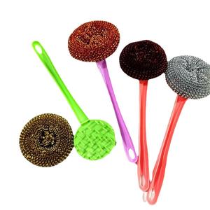 Cepillos para lavar platos con mangos largos y cortos, cepillos para fregar ollas, estropajos de fibra de acero, bolas de limpieza de colores, inoxidable - Product Image 2