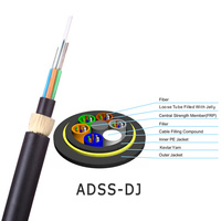 Aérien extérieur non métallique ADSS ASU 8 hilo 48-core 96F SM G652D Double gaine 100M Dekam CE/ROHS certifié câble à fibre optique