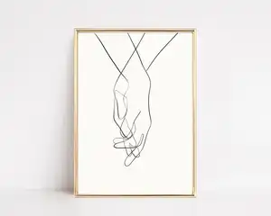 holding hands line art hands line drawing print contemporary wall art one line drawing canvas painting for home decor
