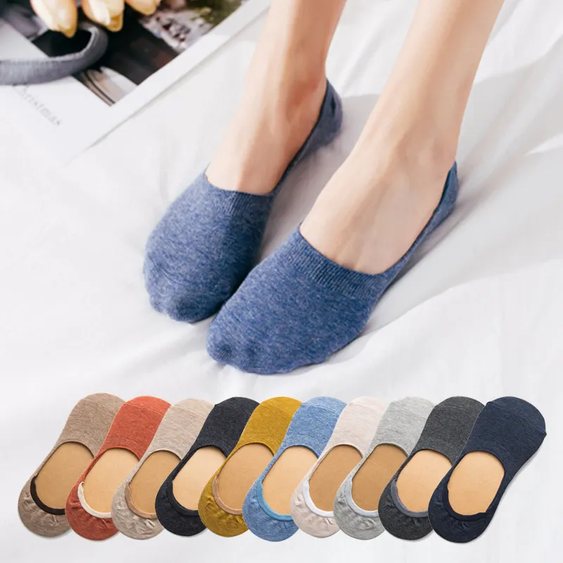 Chaussettes minces invisibles à coupe basse pour femmes avec poignée antidérapante en silicone Chaussettes antidérapantes respirantes en coton d'été en gros