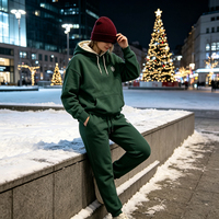 Ensemble sweat à capuche et pantalon de survêtement personnalisé pour Noël, en molleton de coton 400 GSM, broderie flocon de neige, doublure Sherpa, poche kangourou, OEM ODM