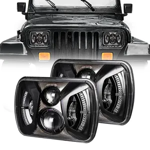 7" 7 Inch 4 Led Star Thar Tractor Lampara De Cabeza 7x6 5x7 Laser Led Headlamp Headlights H4lamp For Hilux