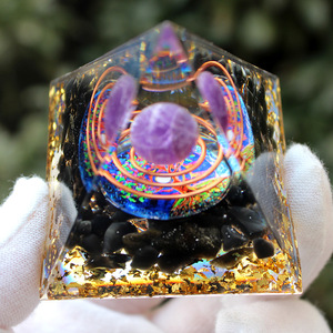 Kogiya <b>Crystal</b> Pyramid Resin Epoxy Craft With Purple Sphere And Coil <b>Tree</b> Of Life Home Decoration Desktop Ornament - Product Image 2