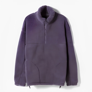 Veste polaire Sherpa personnalisée violette, coupe oversize, imperméable et écologique, pour l'hiver froid, style streetwear décontracté - Product Image 1
