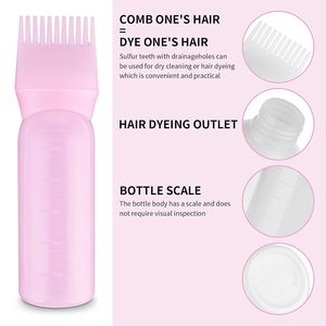 Professional Custom 3 Colors 200ml Frost PET Plastic Eco Friendly Hair <b>Oil</b> Bottle Comb Salon Barber <b>Oil</b> Applicator - Product Image 3