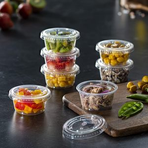 Restaurant Takeaway Deli Food Condiment Disposable Single Wall Portion <b>Sauce</b> Cup Plastic Containers with Lid 1oz 2 oz - Product Image 4