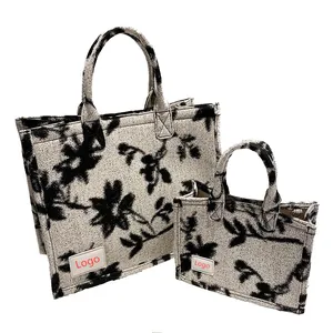 Bolsa de couro do vegan para mulheres, bolsa e sacos de mão com estampa de flores para mulheres na moda 2022