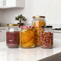 Pot en verre rond miniature avec couvercles, personnalisable avec logo, prix abordable, 50 ml, 100 ml, 200 ml, 250 ml, 500 ml, 2 oz, 8 oz, pour le stockage alimentaire