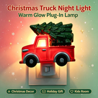 Lámpara LED de Resina con Forma de Camión Vintage para Enchufe de Pared, Luz Blanca Cálida, Adorno Navideño para el Hogar, Venta al por Mayor, Regalo Navideño Personalizado