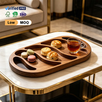 Nouvelles Assiettes de Service Compartimentées Classiques en Bois d'Acacia Non Toxique pour le Petit-Déjeuner, les Noix et les Fêtes – Vente en Gros Populaire