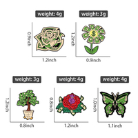 Broche créative en forme d'arbre à argent avec rose en émail et dollar