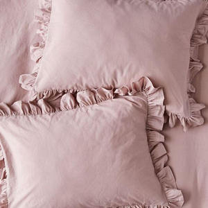 Parure de lit en lin 100 % lin français à volants, personnalisable en gros, pour la maison et les mariages - Product Image 1