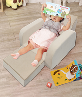 Canapé pour enfants pliable en velours crème, fauteuil-lit pour tout-petits 2 en 1, canapé-lit convertible avec accoudoirs, moderne, 1 place