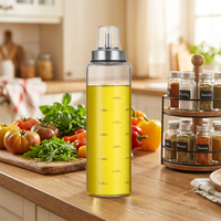 Bouteille d'huile et de vinaigre en verre borosilicate de 350 ml/500 ml avec couvercle en PP et bec verseur gradué pour la cuisine