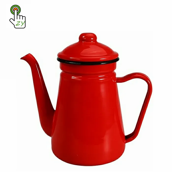 Enamelware جديد الرجعية زهور مخصصة الطباعة المينا غلاية قديمة المينا إبريق الشاي للتخييم drinkware