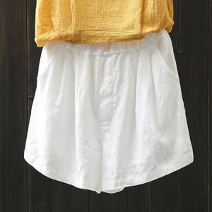 Pantaloncini da spiaggia allentati Casual alla moda pantaloni corti in puro <span class=keywords><strong>lino</strong></span> 100% per <span class=keywords><strong>donna</strong></span> - Product Image 2