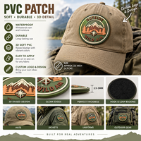 Patch tactique personnalisé en PVC souple gaufré, motif boussole montagne, durable et inaltérable, pour veste