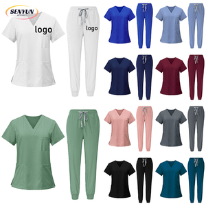 Thêu nhãn hiệu riêng làm việc căng vải không dệt y tá Tops Bộ Y Tế người đàn ông phụ nữ Bệnh Viện điều dưỡng tẩy tế bào chết đồng phục - Product Image 1