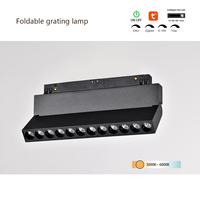 Luminaire magnétique pliable en aluminium pour rail, 6W 48V, anti-éblouissement profond, support 3000K-6000K, gradation, compatible rail magnétique 20mm