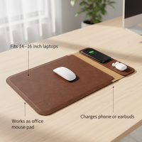 Housse de protection pour ordinateur portable avec chargement sans fil rapide 15W pour téléphone, personnalisable, en cuir imperméable, sacoche d'ordinateur portable, vente directe usine