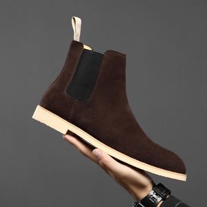 Bottines Chelsea pour hommes, grandes tailles 45 46, bottes en cuir pour hommes, automne et hiver - Product Image 5