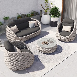Moderno esterno Rattan divano <span class=keywords><strong>e</strong></span> sedia Set terrazza tavolo da tè combinazione per soggiorno cortile balcone o Hotel - Product Image 3