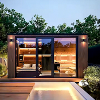 Sauna de madera maciza de cicuta de cedro rojo para 2-6 personas de lujo moderno con función de vapor seco 6-9 KW cabina de bienestar con horno eléctrico
