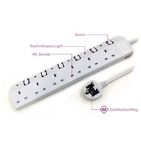 Barre d'alimentation UK Smart 6 prises ca de haute qualité, marque de sécurité UKCA, câble d'extension de prise UK pour mur