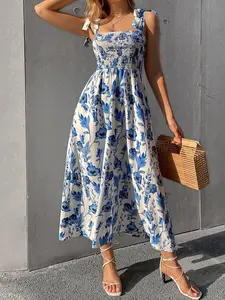 Wholesale Boho Dresses Kaftan Beach Maxi Dress Print Halter Elegant With Spaghetti Strap Summer Dresses Plus Size For Women