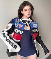 Veste en simili cuir pour femme Duhan, fermeture éclair, moto, courte, en PU, veste de moto, coupe ajustée, grande taille
