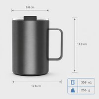 Mug Kopi dengan Gagang dan Tutup, Logo Custom, 11/22oz, Stainless Steel 304, Vakum Terisolasi, Tumbler Bir Terisolasi
