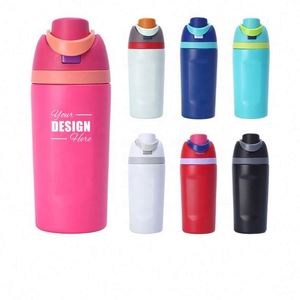 Gobelet isotherme personnalisé avec poignée - Bouteille d'eau en acier inoxydable pour l'extérieur et l'infusion de fruits - Cadeau promotionnel idéal - Product Image 1