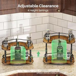Wooden kitchen storage <b>rack</b>, double-layer <b>rotating</b> <b>spice</b> jar storage <b>rack</b>, multi-functional countertop <b>spice</b> storage <b>rack</b> - Product Image 4