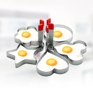 Coeur rond fleur étoile en forme de gros différentes formes antiadhésif en acier inoxydable anneau <span class=keywords><strong>oeuf</strong></span> moule avec poignée en Silicone - Product Image 6