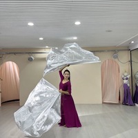 Sj434 140cm Métallique Polyester Culte Sport Réunion Signal Drapeau Prop pour Danse Du Ventre Scène Performance Porter Stretching Stick