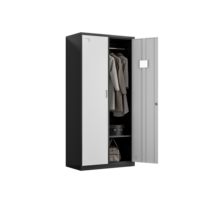 Armoire de rangement métallique à 2 portes, cadre noir, porte blanche, revêtement en poudre, pour le personnel de bureau et les dortoirs