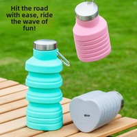 Gourde pliable en silicone en forme de cœur pour activités de plein air, sport et voyage, portable, extensible et rétractable pour adultes, style occidental