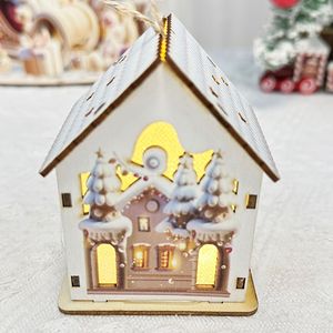 Décoration de Noël, maison en bois lumineuse à LED, faite à la main, élégante, centre de table, utilisation en intérieur - Product Image 6