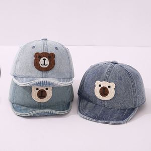 Casquette de baseball en jean pour enfants, chapeau souple pour bébé avec motif de dessin animé, tissu courant, 6 panneaux, broderie 3D, toutes saisons - Product Image 3