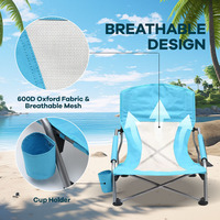 Chaise de plage pliante légère en maille à dossier inclinable et siège bas pour adultes, idéale pour les pique-niques en famille en extérieur