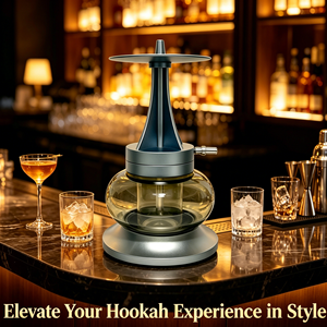 Chicha LED en aluminium à 3 couleurs, vente directe usine, nouveau design, base en verre de luxe, ensemble chicha allemande, modèle Fortress - Product Image 6