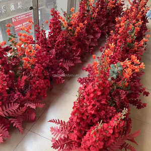 Allée de <span class=keywords><strong>mariage</strong></span> personnalisée bon marché Arrangements floraux passerelle rouge coureur de fleurs <span class=keywords><strong>décoration</strong></span> de fleurs d'allée rouge - Product Image 2