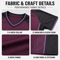 Kaos Latihan Basket Pria Custom, Cepat Kering, Lengan Raglan, Kerah V, Detail Kontras, untuk Latihan Tim Basket