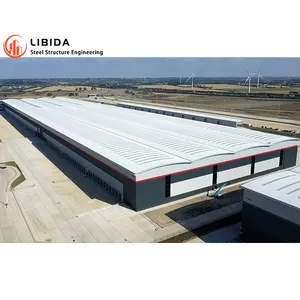 Prefabricated Wide Span Pre Engineered Steel Frame Large Structure Building Warehouse Steel Workshop