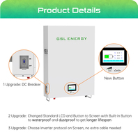 Batterie solaire GSL ENERGY Lifepo4 48v, onduleur hybride, batterie murale solaire, 14.34kwh 5kwh 10kwh, batteries au lithium-ion