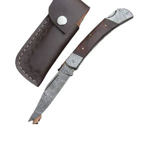 Cuchillos Plegables de Acero de Damasco Hechos a Mano, Totalmente Personalizados, con Mango de Madera Ligero, Cuchillo de Bolsillo con Garantía de 3 Años - Directo de Fábrica - Product Image 1
