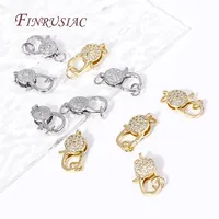 Fermoirs de homard ronds en forme de cœur en laiton plaqué or 18 carats attaches incrustées de zircon pour bracelets et bagues à bricoler soi-même composants de bijoux