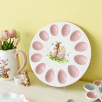 Nouvel Arrivage – Ensemble de Vaisselle en Céramique Lapin de Pâques – Bol, Assiette, Tasse et Couverts Lapin Cartoon Mignons pour Décoration de Table Maison et Cuisine