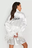 KY brodé Premium mariée plume pyjamas Robe thermique vêtements de nuit pour les femmes chaud Sexy chambre Robe pour l'été automne